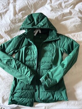 lululemon down for it all jacket in everglade green